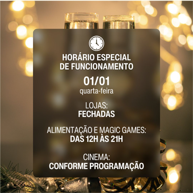 Horário de Funcionamento – 01/01 Horário de Funcionamento – 01/01