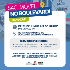Boulevard Shopping Camaçari recebe unidade do SAC Móvel Boulevard Shopping Camaçari recebe unidade do SAC Móvel